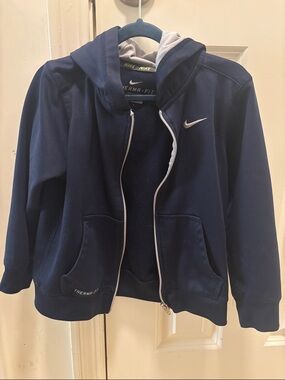 EUC Size 7 Nike Kids Navy Blue Therma-FIT Full-Zip Hoodie